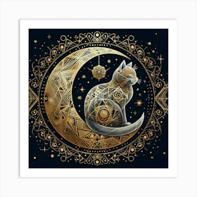 Cat On The Moon 5 Art Print