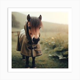 Little Pony In The Rain Art Print