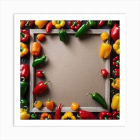 Colorful Peppers In A Frame 22 Art Print