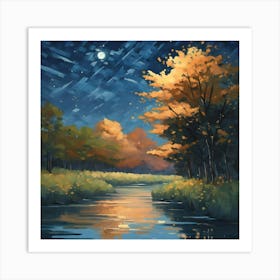 Night By The River Art Print