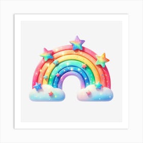 Rainbow And Stars 1 Art Print