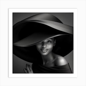 Black And White Portrait Of African American Woman Art Print