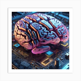 Brain On A Circuit Board 89 Art Print