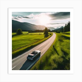 Vacation Drive Journey Tour Tourism Drone Route Enjoy People Happy Friends Female Down S (4) Art Print