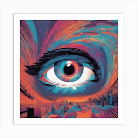 Eye Is Walking Down A Long Path, In The Style Of Bold And Colorful Graphic Design, David , Rainbowco Art Print