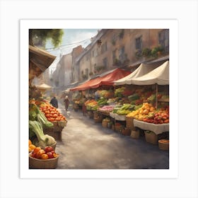 Fruit And Vegetable Market Art Print