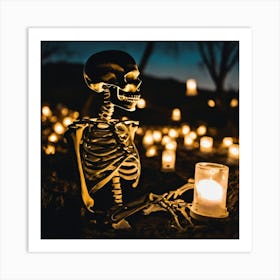 Skeleton In The Dark Art Print