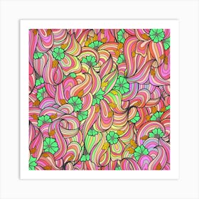 Abstract Hippy Flowers 16 Art Print