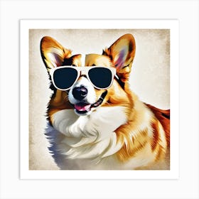 Corgi In Sunglasses 11 Art Print