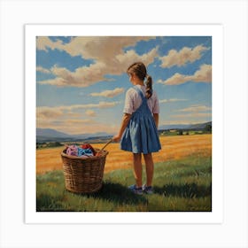 Girl In A Basket Art Print