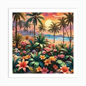 Tropical Landscape Painting Art Print