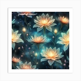 Lotus Flower Seamless Pattern 1 Art Print