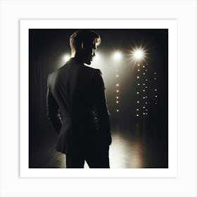 Silhouette Of A Man In A Suit Art Print