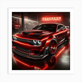 Metallic Red Dodge Hell Cat Full Body Kit 4 Art Print