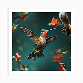 Hummingbirds In Flight Art Print