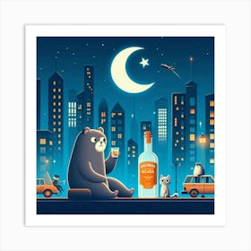 Bear In The City 4 Art Print