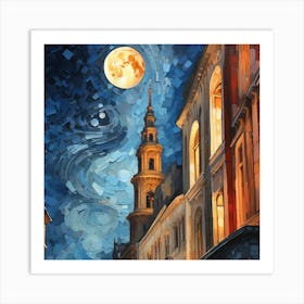 Moonlight In The City Art Print