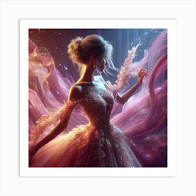 Beautiful Girl In A Pink Dress Art Print