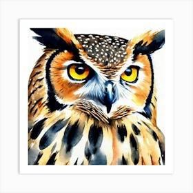 Owl Watercolor Art Print