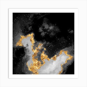 100 Nebulas in Space with Stars Abstract in Black and Gold n.042 Art Print
