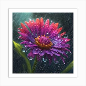 Flower In The Rain Art Print