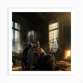 Old Man In A Wheelchair Art Print