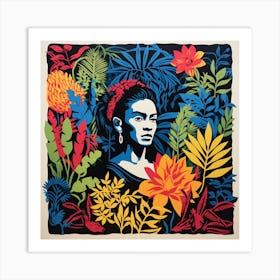 Frida Kahlo Mexican Lino Print Art Print