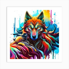 Colorful Wolf 8 Art Print