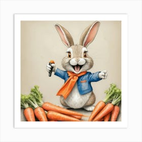 Rabbit With Microphone Art Print