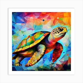 Turtle On A Colorful Background Art Print