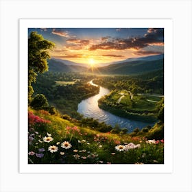 Sunset In The Mountains Art Print