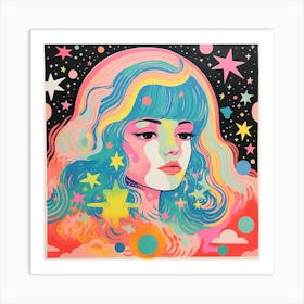 Surreal Space Girl Illustration Art Print