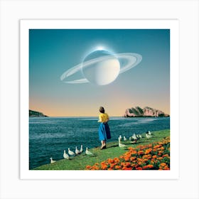 Staring At A Planet Square Art Print
