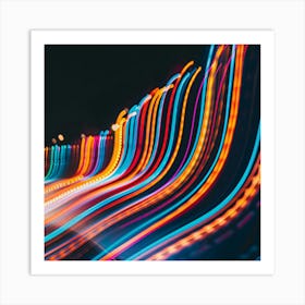 Blurry Street Lights At Night Art Print