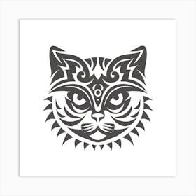 Tribal Cat Head 3 Art Print