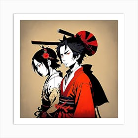 Samurai Couple Art Print