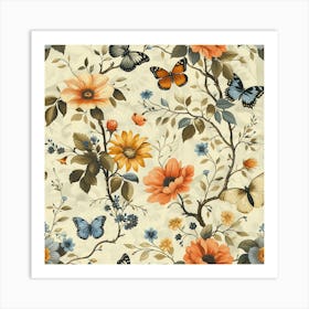 Floral Butterflies Art Print