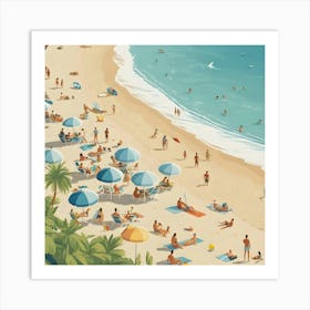 Illustration Of A Beach 1 Art Print