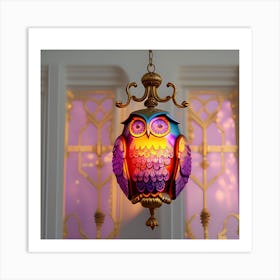 Owl Lamp Art Print