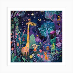 Giraffe In The Forest Art Print