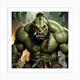 Orc Warrior Fantasy Brutal Savage Strong Aggressive Tribal Barbaric Fierce Monster Green (3) Art Print