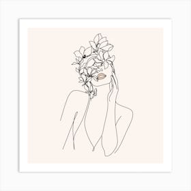 Flower Head Female Head Print Art Print