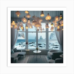 Room With A View to winter sea and rocks Art Print