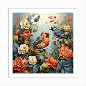 Birds In The Garden Art Print