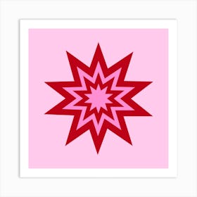 Starburst Pink and Red Star Art Print