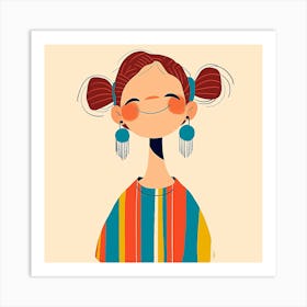 Cartoon Girl With Earrings Art Print