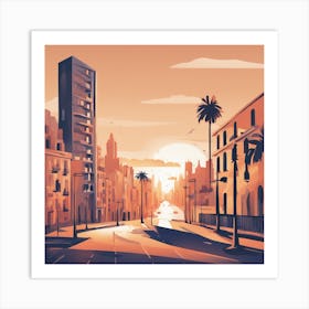 Cityscape At Sunset 2 Art Print