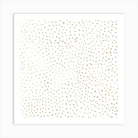 Dotted Gold And White Square Art Print