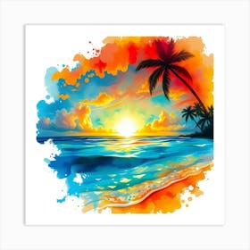 Sunset Watercolor Painting 1 Art Print