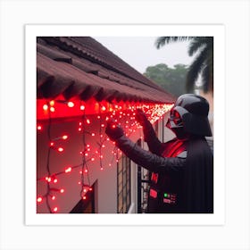 Darth Vader Puts Up Christmas Lights Star Wars Art Print Art Print